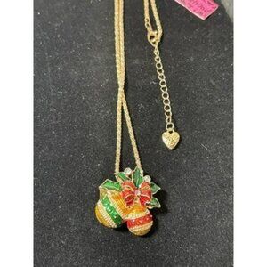 BETSEY Johnson Gold Tone Christmas Ornament Pendant/Brooch Necklace NWT!